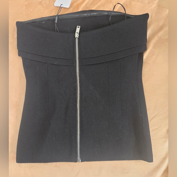 Reiss Bandeau Tube Top, Zipper, Black, Size Medium NWT - Picture 2 of 5